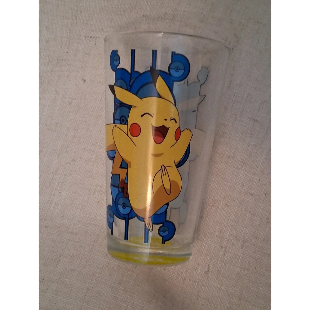 Pokemon Pikachu Just Funky Glass Tumbler 16oz Blue Poke Ball Nintendo 2016